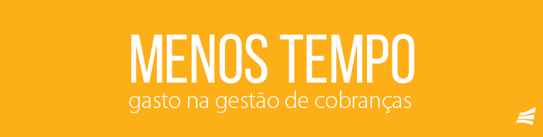 Imagem com fundo amarelo escrito: "Menos tempo gasto na gestão de cobranças" e a logo da Gerencianet no canto da lateral direita