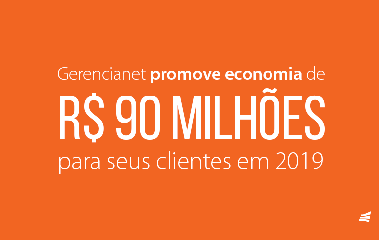 Imagem com fundo laranja escrito: Gerencianet promove economia de R$ 90 milhões para seus clientes em 2019" e a logo da Gerencianet no canto da lateral direita
